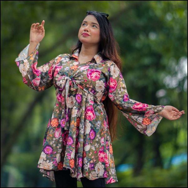 Karishma Tops-Olive Print