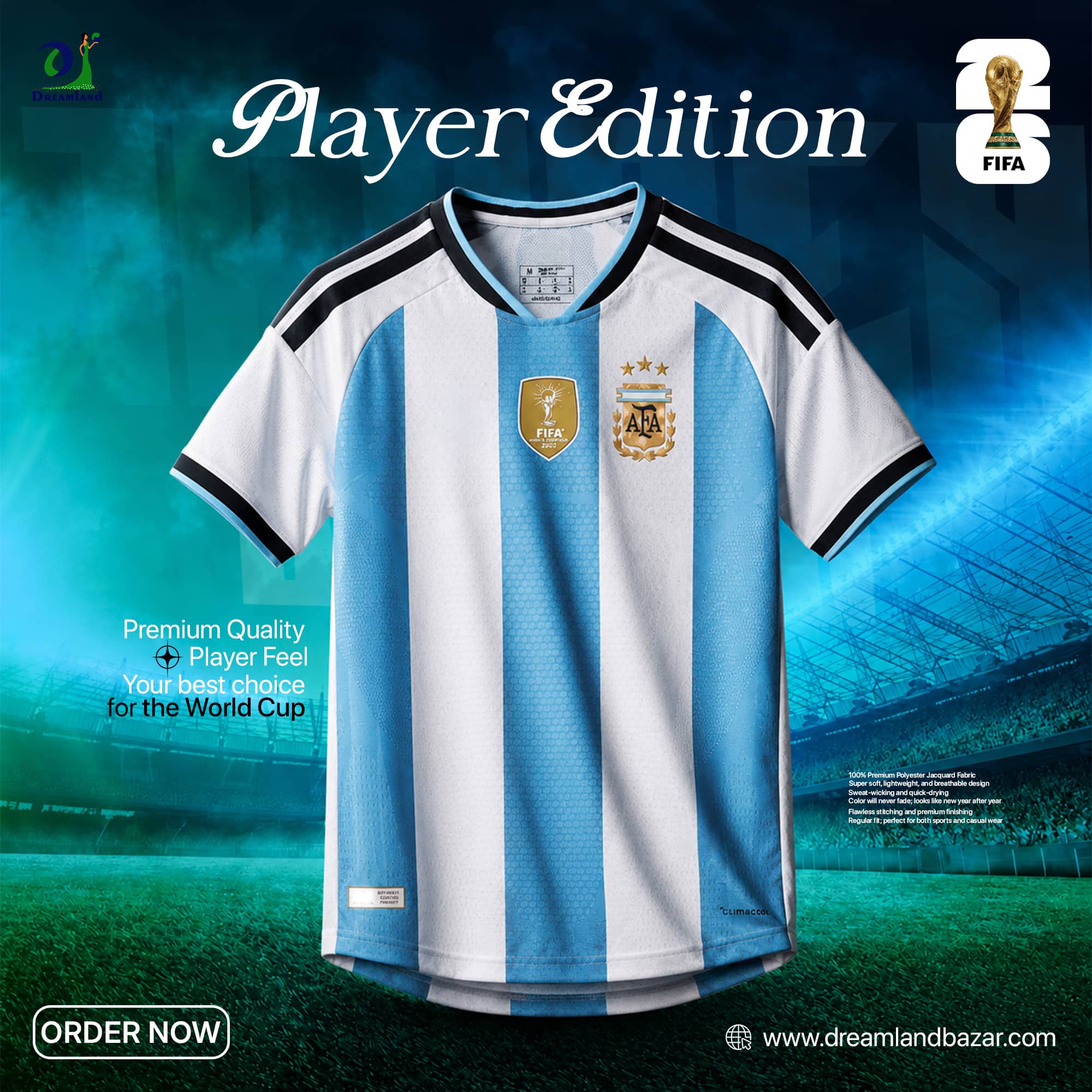 Argentina Football Fan প্লেয়ার এডিসন জার্সি